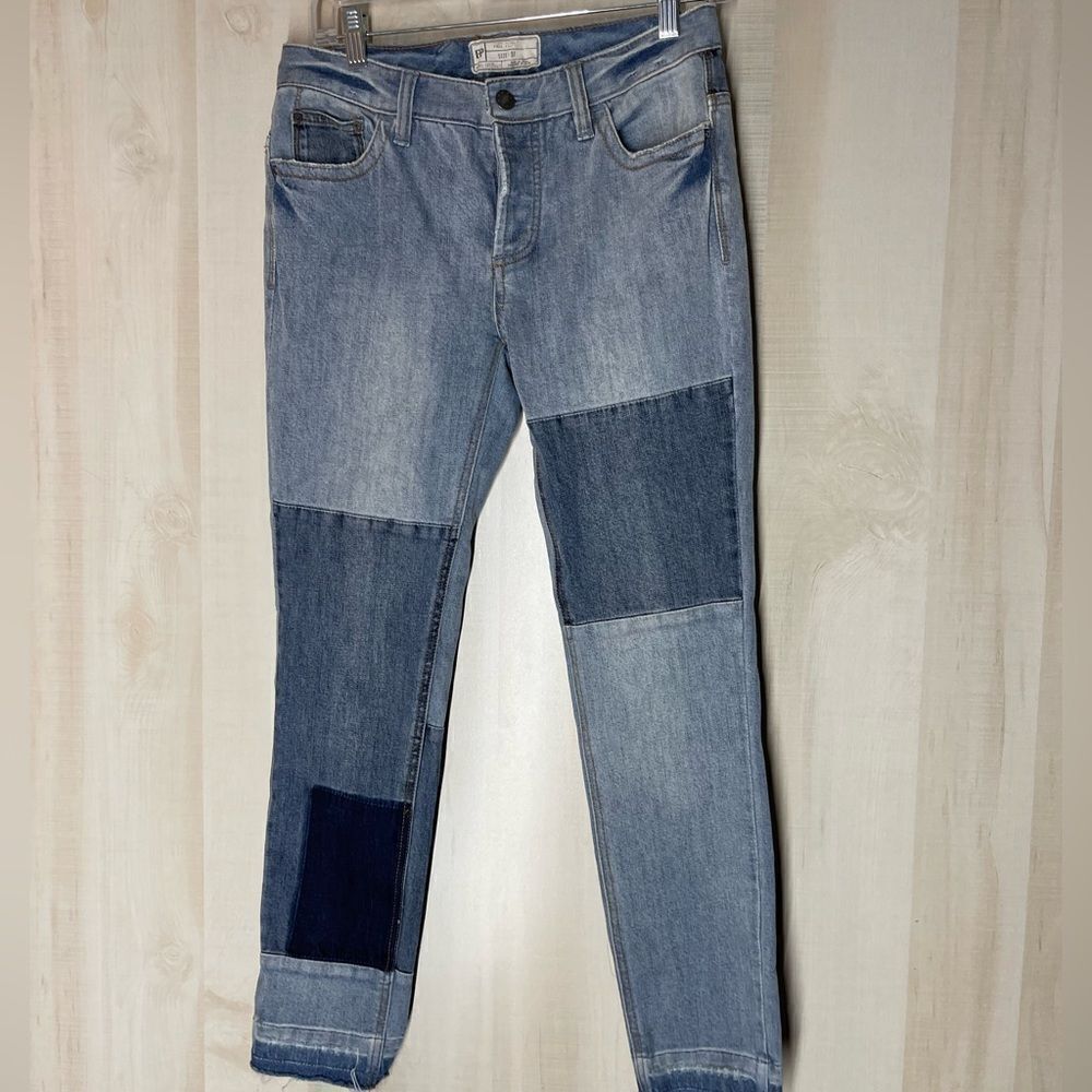 Free People Patchwork Button Fly Denim Jeans, Siz… - image 1
